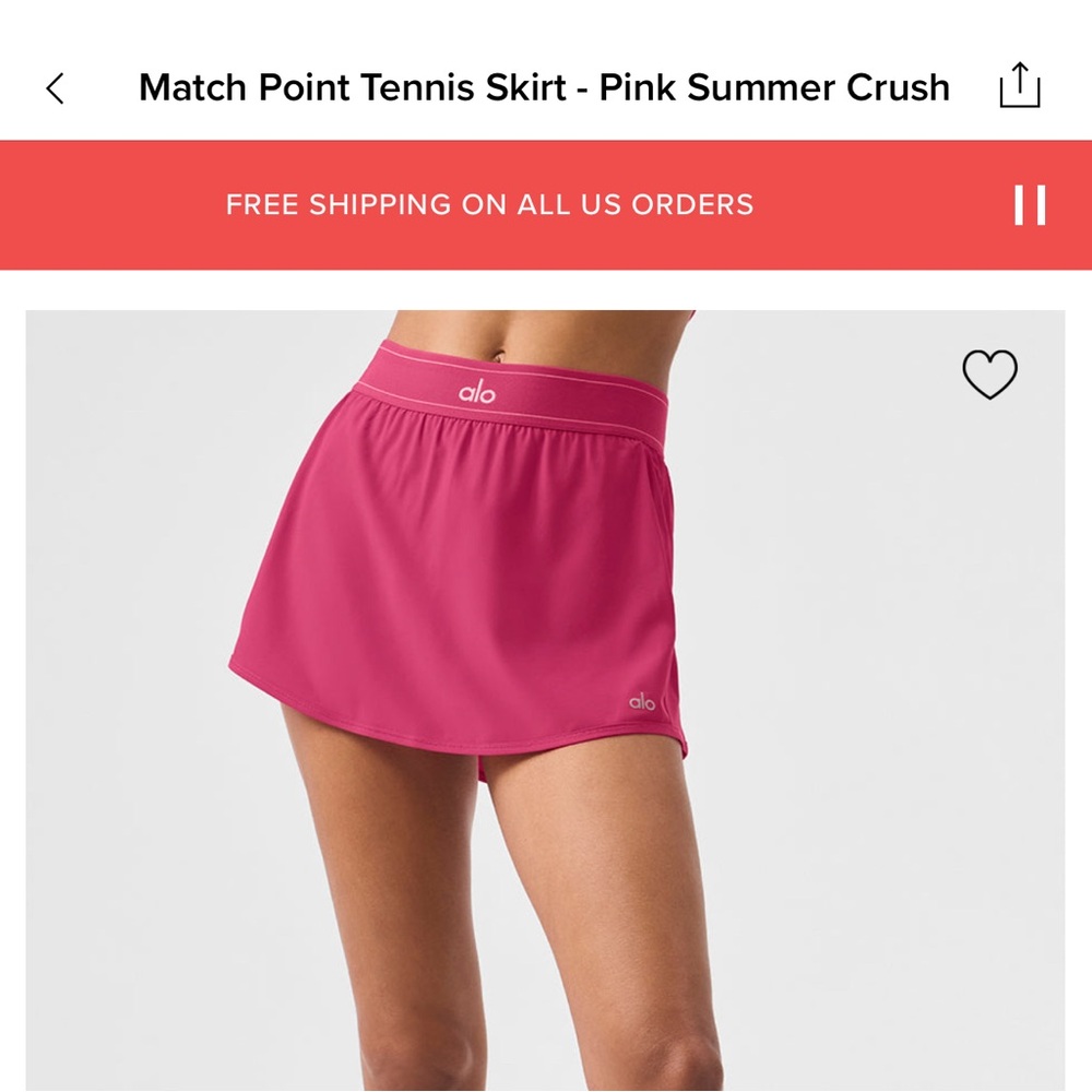 Match point tennis skirt Alo Pink Summer crush
